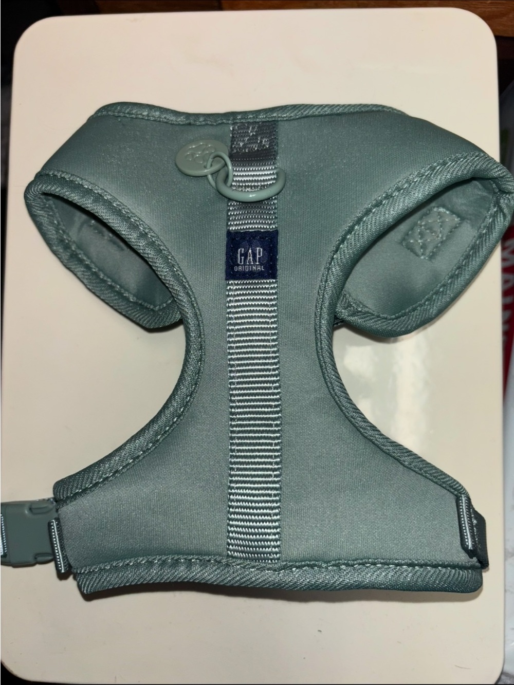 GAP sage green padded dog harness